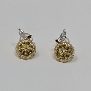 Lemon yellow crystal delicate stud earrings